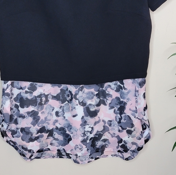 Bailey44 | Black & Pink Abstract Floral Layered Look Top - Picture 2 of 6